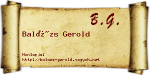 Balázs Gerold névjegykártya